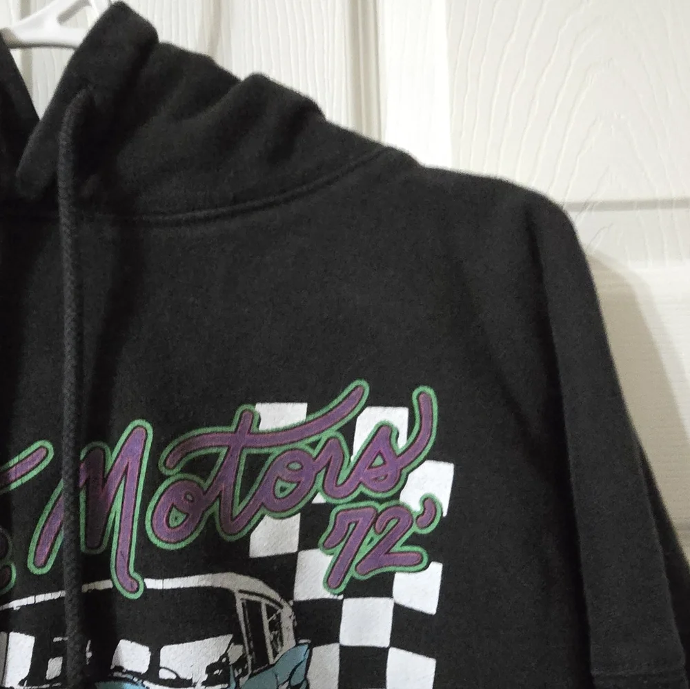 Brandy Melville Oversized Electric Motors 72 Heavyweight Hoodie, Faded Gray, EUC - Picture 5 of 10